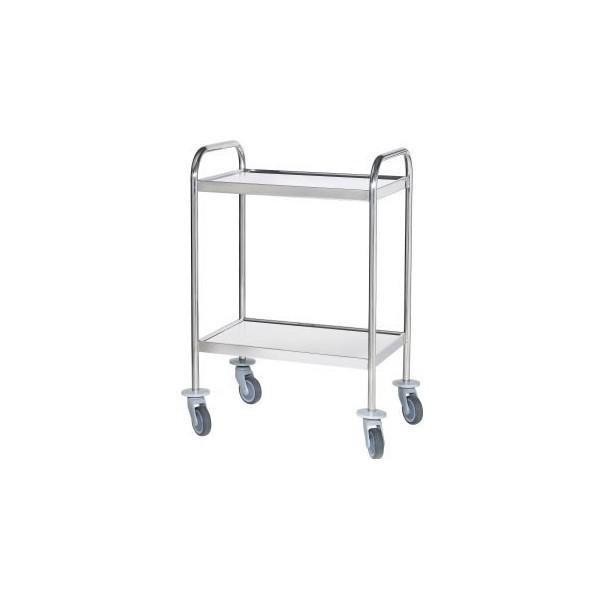 CHARIOT DE TRAITEMENT A 02 PLATEAUX EN INOX BORDS RELEVES